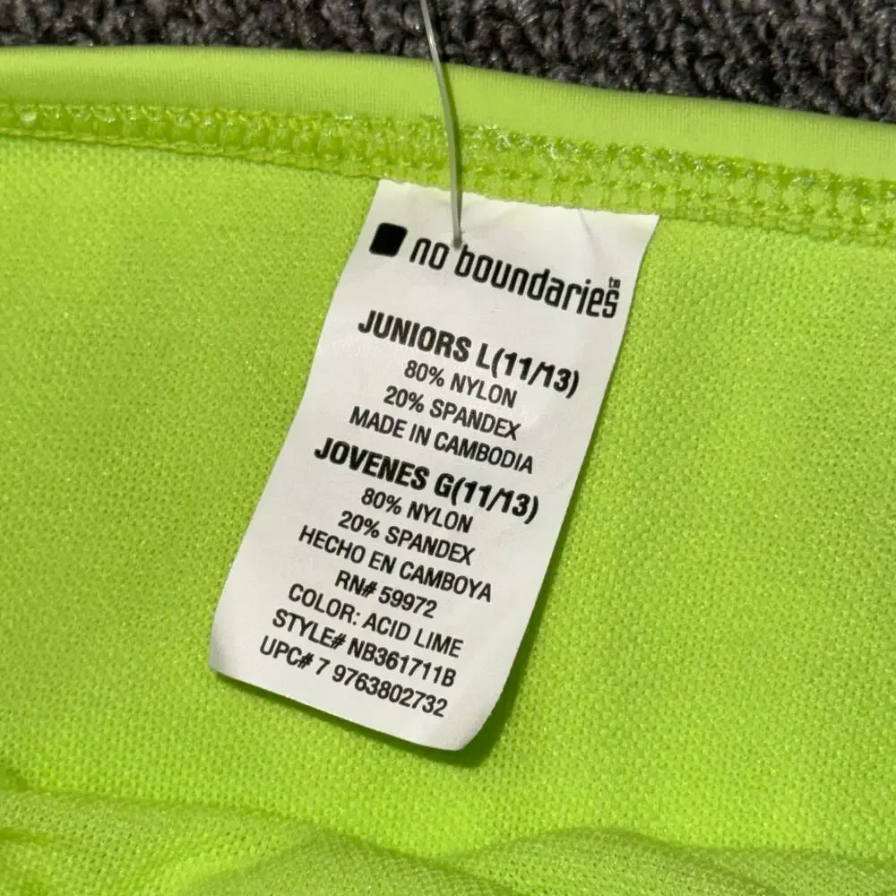 No Boundaries Y2K Lime/Neon Green Bikini Bottom Boho Women's Size Large NWT